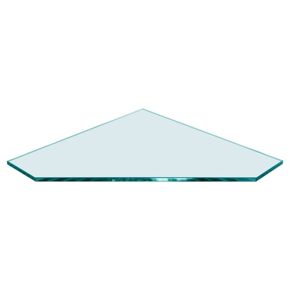 Dulles Glass 12" x 12" Pentagon Glass Corner Shelf - Shelf Only - Tempered - 3/8" Thick - Flat Polished