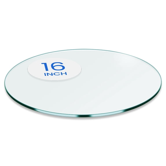 Dulles Glass 16" Round Table Top 3/8" Thick, Flat Polished Tempered Glass for Indoor Dining or Outdoor Patio, 7 Pounds