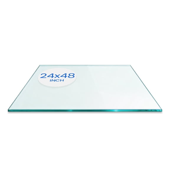 Dulles Glass 24"x48" Rectangle Table Top 1/4" Thick, Flat Polished Tempered Glass for Indoor Dining or Outdoor Patio, 24 Pounds