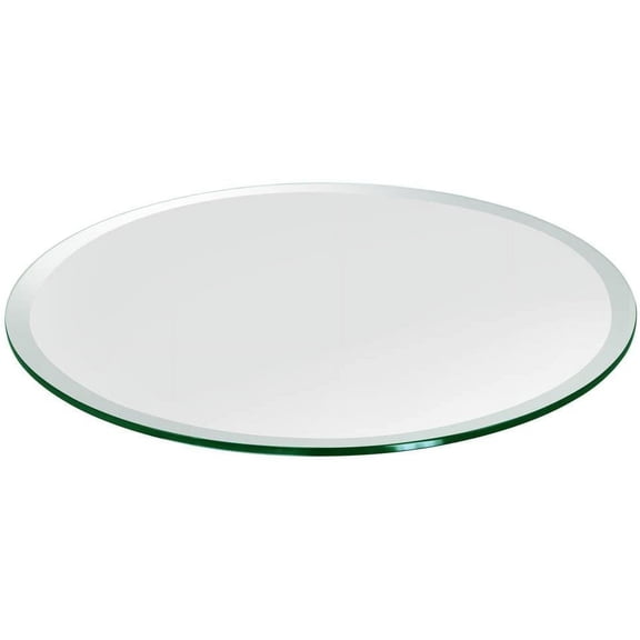 Dulles Glass 28" Round Table Top 1/2" Thick, Beveled Polished Tempered Glass for Indoor Dining or Outdoor Patio, 28 Pounds