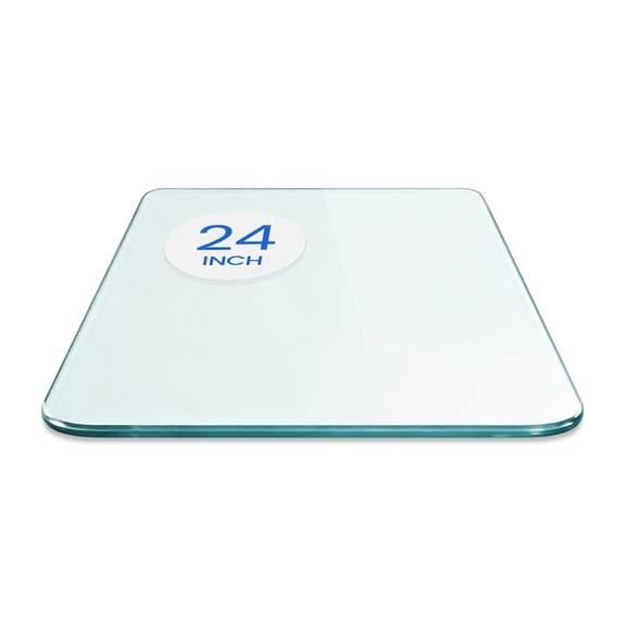 Dulles Glass Tempered Glass Table Top, 24x24" Square, 3/8" Thick, Pencil, Radius Corners