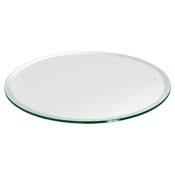 Dulles Glass 34" Round Table Top 1/4" Thick, Beveled Polished Tempered Glass for Indoor Dining or Outdoor Patio, 19 Pounds