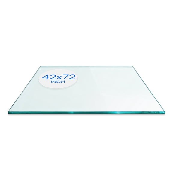 Dulles Glass 42"x72" Rectangle Table Top 1/4" Thick, Flat Polished Tempered Glass for Indoor Dining or Outdoor Patio, 63 Pounds