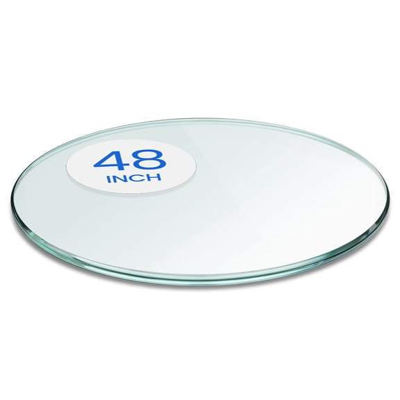 Dulles Glass 48" Round Table Top 3/8" Thick, Pencil Polished Tempered Glass for Indoor Dining or Outdoor Patio, 63 Pounds