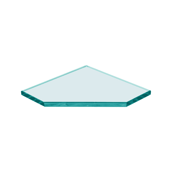 Dulles Glass 6" x 6" Pentagon Glass Corner Shelf - Shelf Only - Tempered - 3/8" Thick - Flat Polished