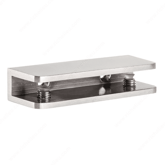 Dulles Glass Floating Shelf Brackets, Rectangular Clamps Heavy Duty, Polished Nickel, for Glass, Wood, Acrylic Wall Mounted Shelf Support. 1 Piece