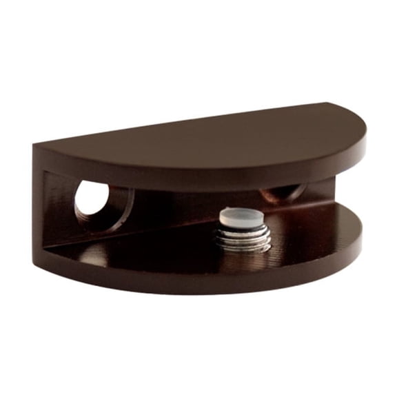 Dulles Glass Floating Shelf Brackets, Rounded Clamps Heavy Duty, Oil Rubbed Bronze, for Glass, Wood, Acrylic Wall Mounted Shelf Support. 1 Piece.