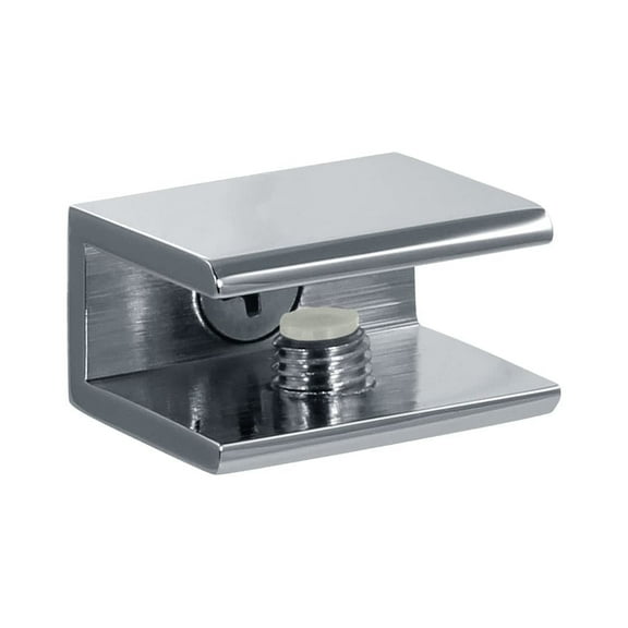 Dulles Glass Floating Shelf Brackets, Square Clamps Heavy Duty, Polished Nickel, for Glass, Wood, Acrylic Wall Mounted Shelf Support. 1 Piece