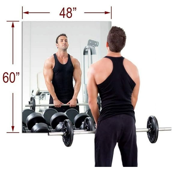 Dulles Glass 48" x 60" Rectangle Gym Mirror, Low Iron Mirasafe, 4-Layer Glass, 5Pcs