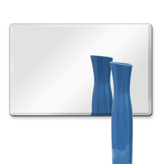 Dulles Glass 20" x 30" Rectangle Beveled Mirror, with Hooks, No Frame, 1/4" Thick Glass, for Bedroom, Hall