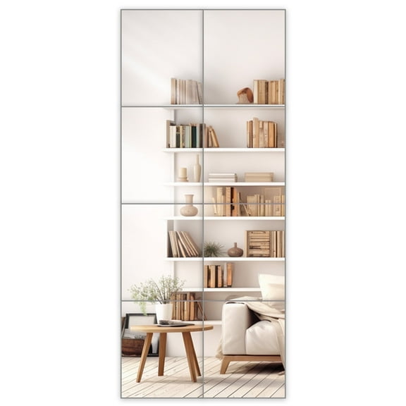 Dulles Glass - Wall Mirror Glass Tiles 12 x 10 inch, no frame, for Bedroom, Door, Bathroom, 8 Pcs