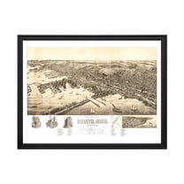Duluth Art, 1893 Vintage Map of Duluth Minnesota, MN History Wall Decor Gift, Old Duluth Map - 24" x 18" Black Framed Print