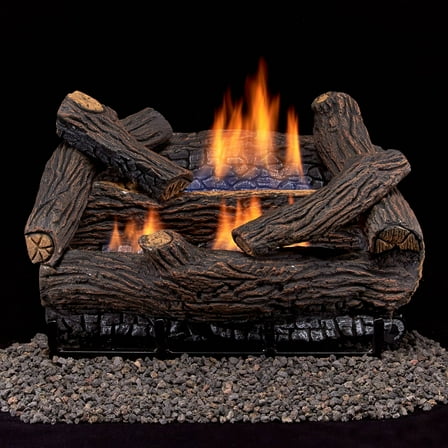 Duluth Forge Ventless Liquid Propane Gas Log Set - 18 in. Stacked Oak, 30,000 BTU, Remote Control - Model# DLS-L18R-2