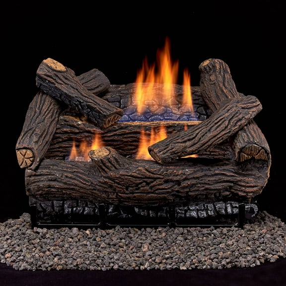 Duluth Forge Ventless Liquid Propane Gas Log Set - 18 in. Stacked Oak, 30,000 BTU, Remote Control - Model# DLS-L18R-2