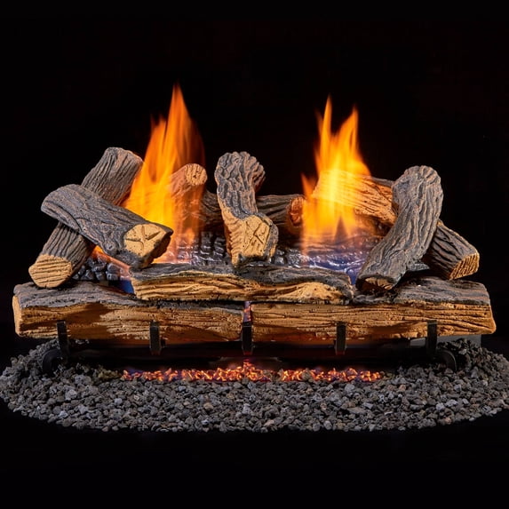 Duluth Forge Ventless Liquid Propane Gas Log Set - 24 in. Split Oak, 33,000 BTU, Remote Control - Model# DLS-L24R-1