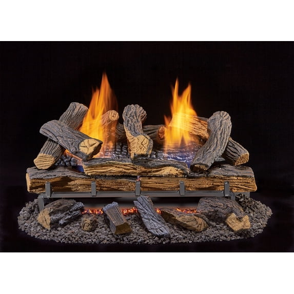 Duluth Forge Ventless Liquid Propane Gas Log Set - 24 in. Split Red Oak, 33,000 BTU, T-Stat Control - Model# DLS-L24T-1
