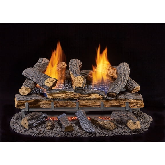 Duluth Forge Ventless Natural Gas Log Set - 24 in. Split Red Oak, 33,000 BTU, T-Stat Control - Model# DLS-N24T-1
