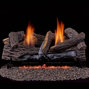 Duluth Forge Ventless Natural Gas Log Set - 24 in. Stacked Oak, 33,000 BTU, T-Stat Control - Model# DLS-N24T-2