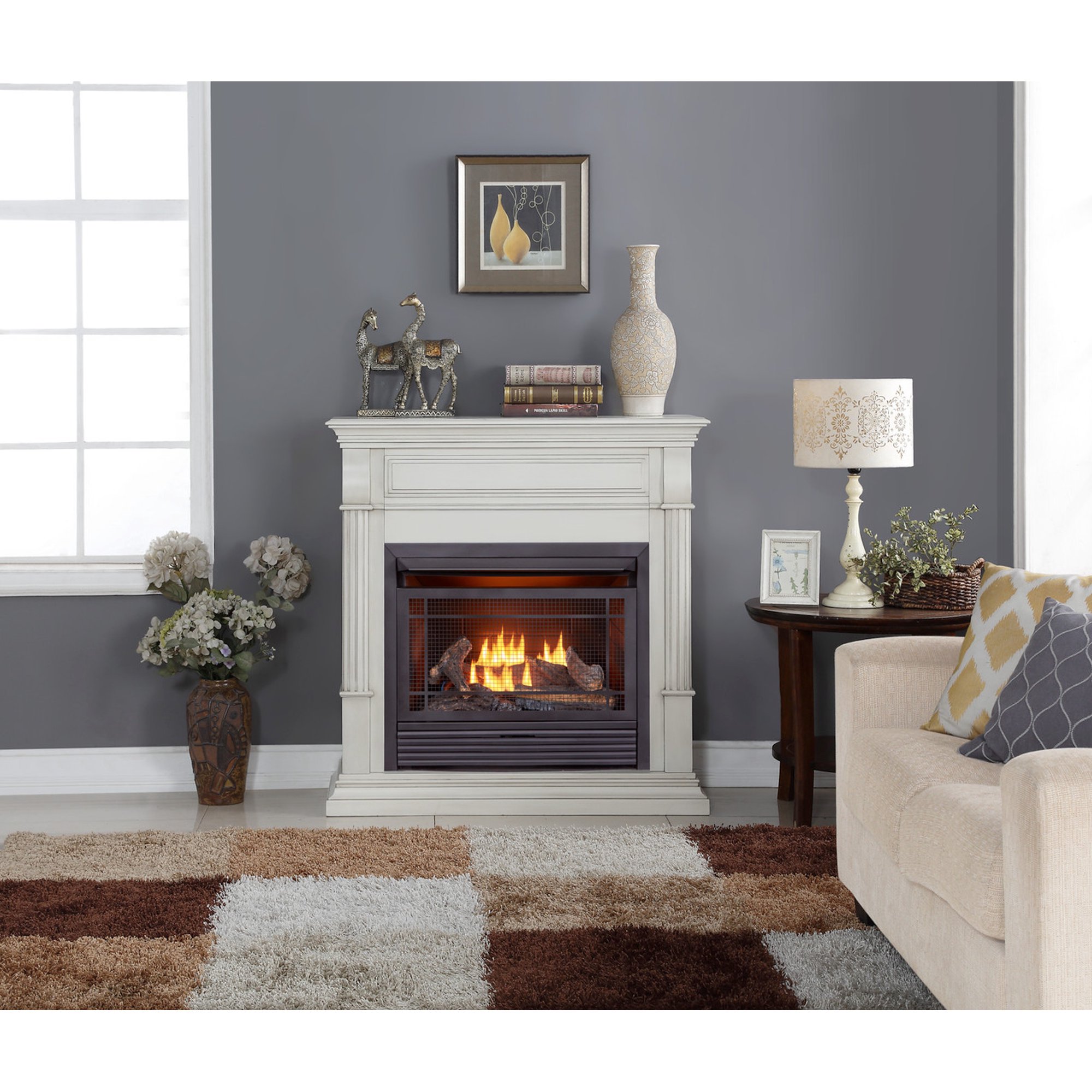 Duluth Forge Dual Fuel Ventless Gas Fireplace - 26,000 BTU, Remote Control,  Antique White Finish - Walmart.com