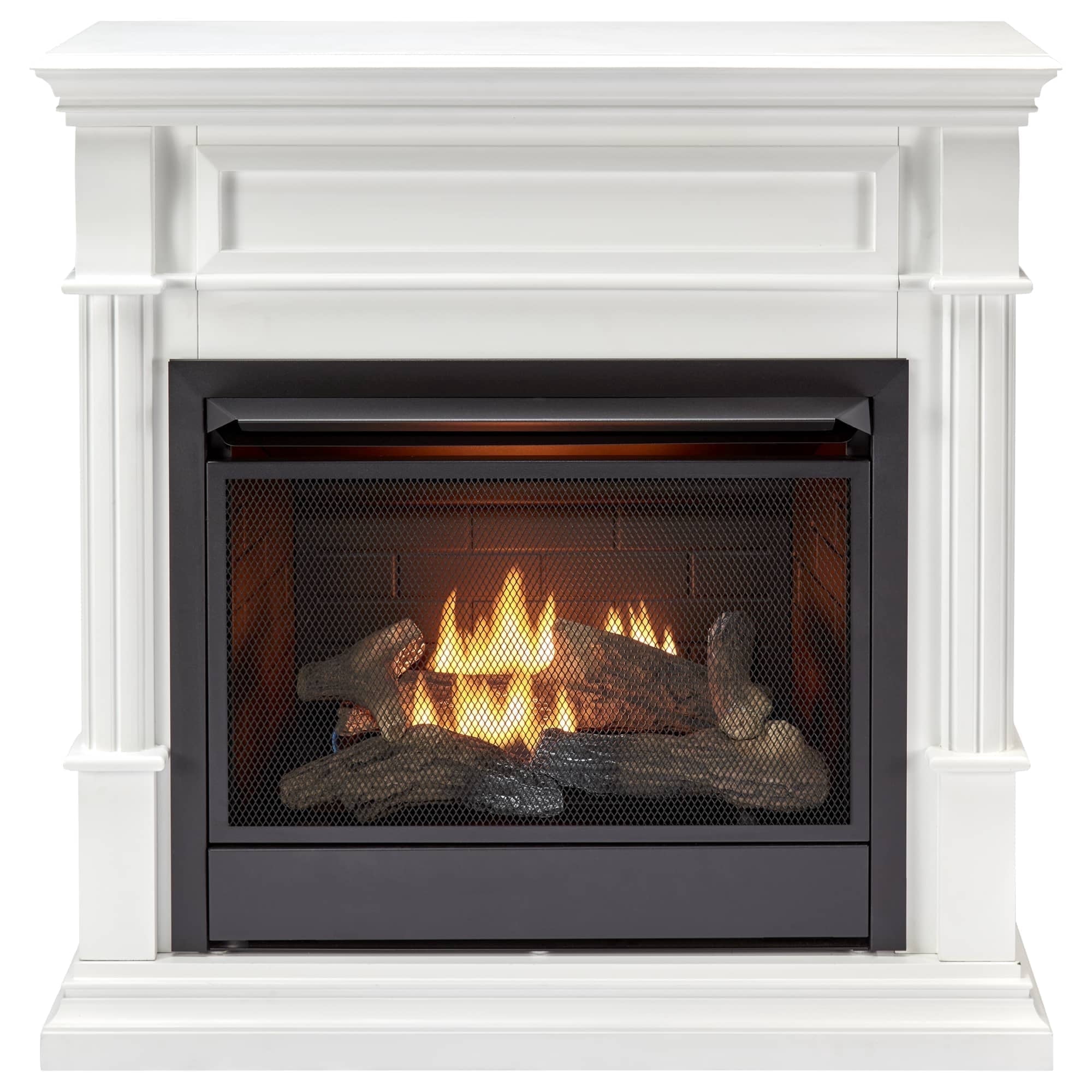 Duluth Forge Dual Fuel Ventless Gas Fireplace - 26,000 BTU, T-Stat Control, Antique White Finish