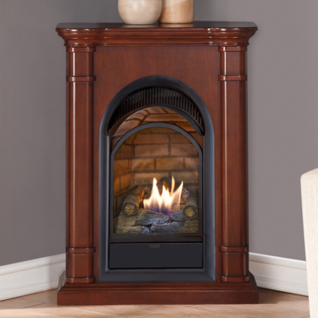Duluth Forge Dual Fuel Ventless Gas Fireplace With Mantel - 15,000 BTU,  T-Stat, Walnut Finish - Walmart.com