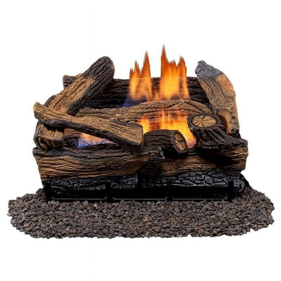 Duluth Forge Vent less Dual Fuel Gas Log Set - 18 in. Split Red Oak, 30,000 BTU, Remote Control - Model# DLS-18R-1