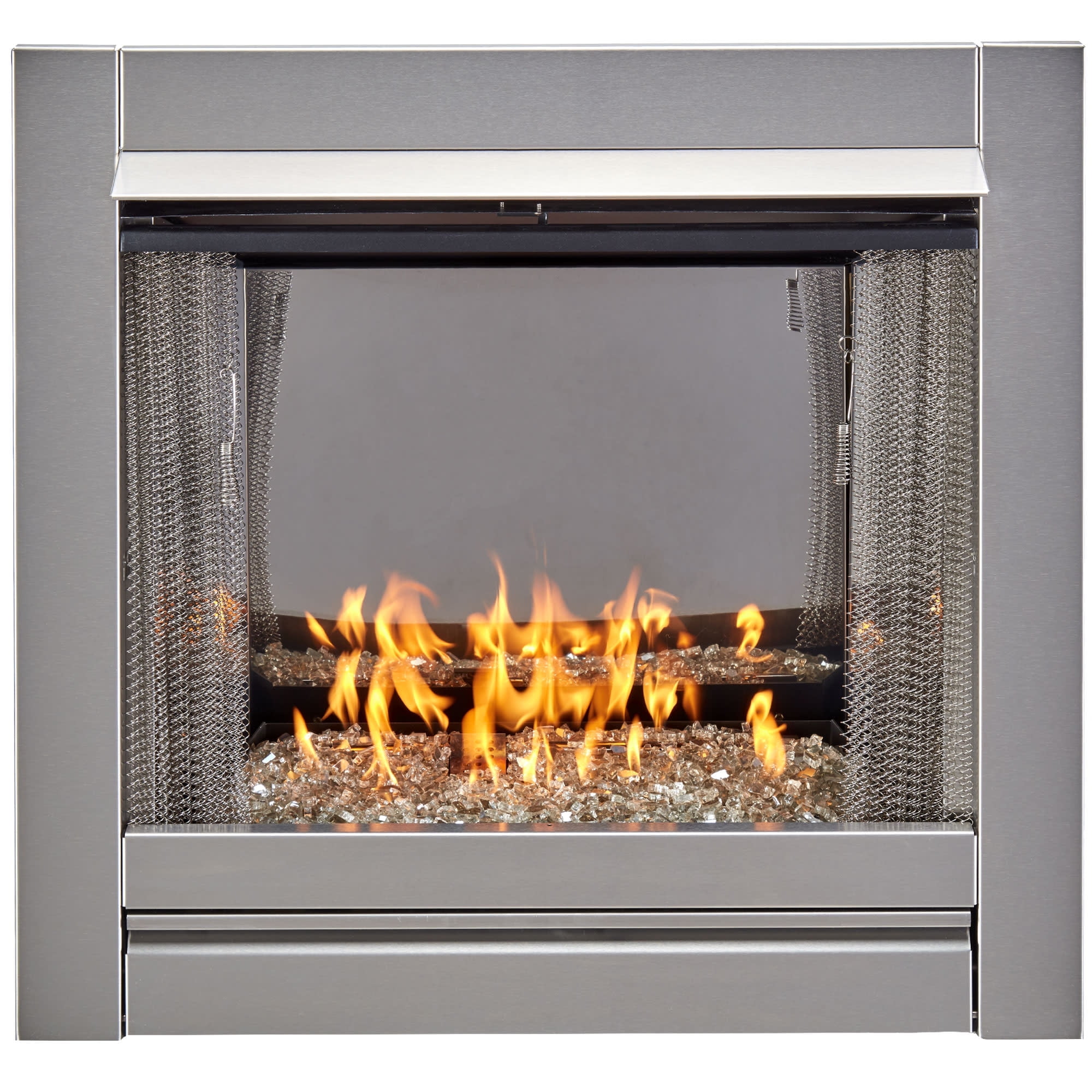 Stainless Steel Outdoor Gas Fireplace with Crystal Fire Glass