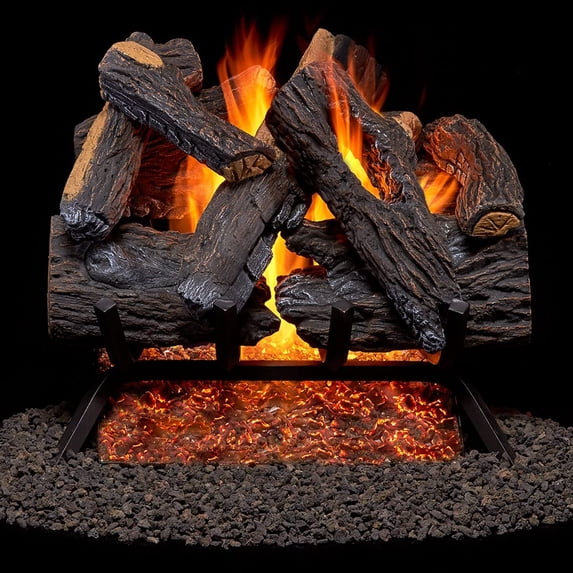 Duluth Forge Vented Natural Gas Fireplace Log Set - 18 in., 45,000 BTU, Match Light, Heartland Oak - Model# FNVL18-1