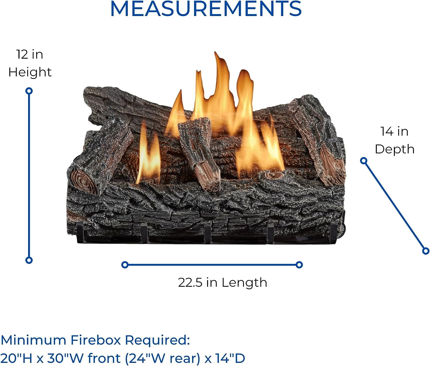 Duluth Ventless Dual Fuel Gas Log Set 22 in. Winter Oak, 32,000
