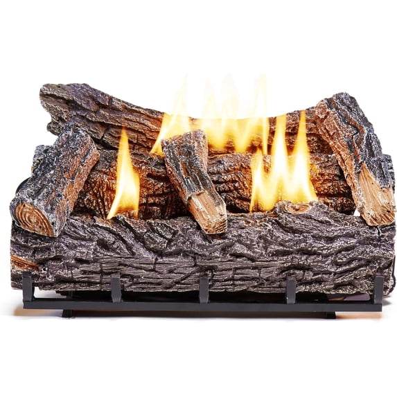 Duluth Forge Ventless Natural Gas Log Set - 21 in. Winter Oak, 32,000 BTU, T-Stat Control - Model# DLS-N22T