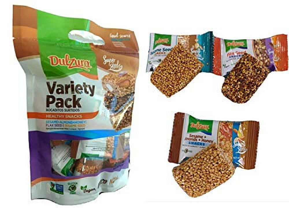 Dulzura Borincana Sesame, Almond and Honey Flax Seed, Vegan Non GMO Gluten Free Healthy Snacks Variety Pack