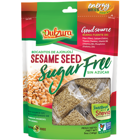 Dulzura Sugar Free Sesame Seed 5.08 oz, Sweetened with Stevia, No Artificial Flavors/Colors
