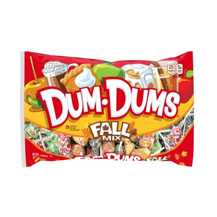 Dum Dums Fall Mix Halloween Assorted Candy, Lollipops & Suckers, Hard Party Candy, 10.2oz Bag