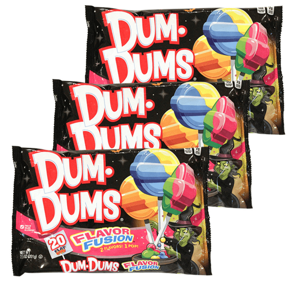 Dum Dums Flavor Fusion Halloween Flat Pops 7.1 oz. Bag - Pack of 3