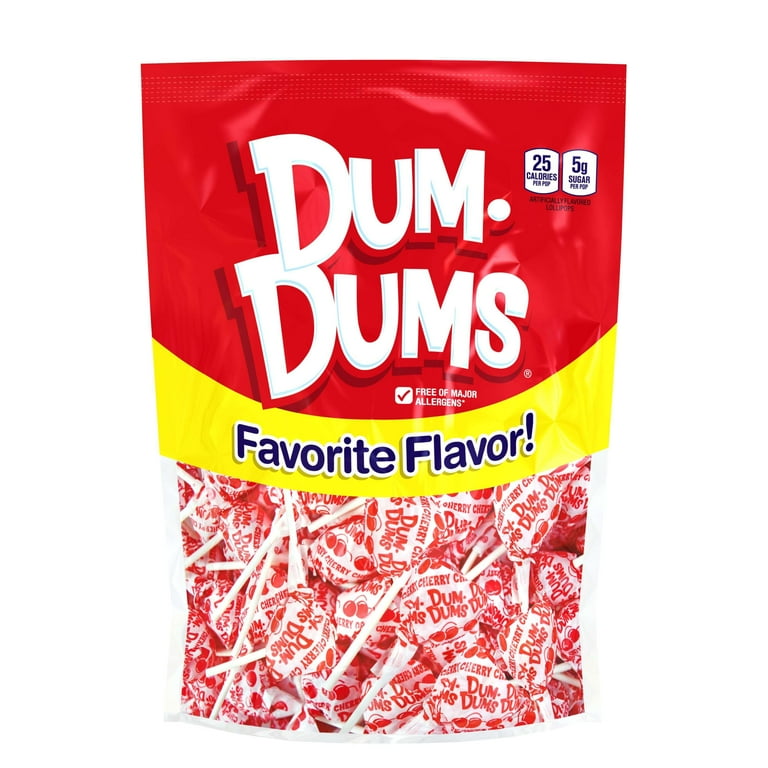Dum Dums Lollipops Popsuckers, Cherry Flavor, 1-50 Ct Bag 