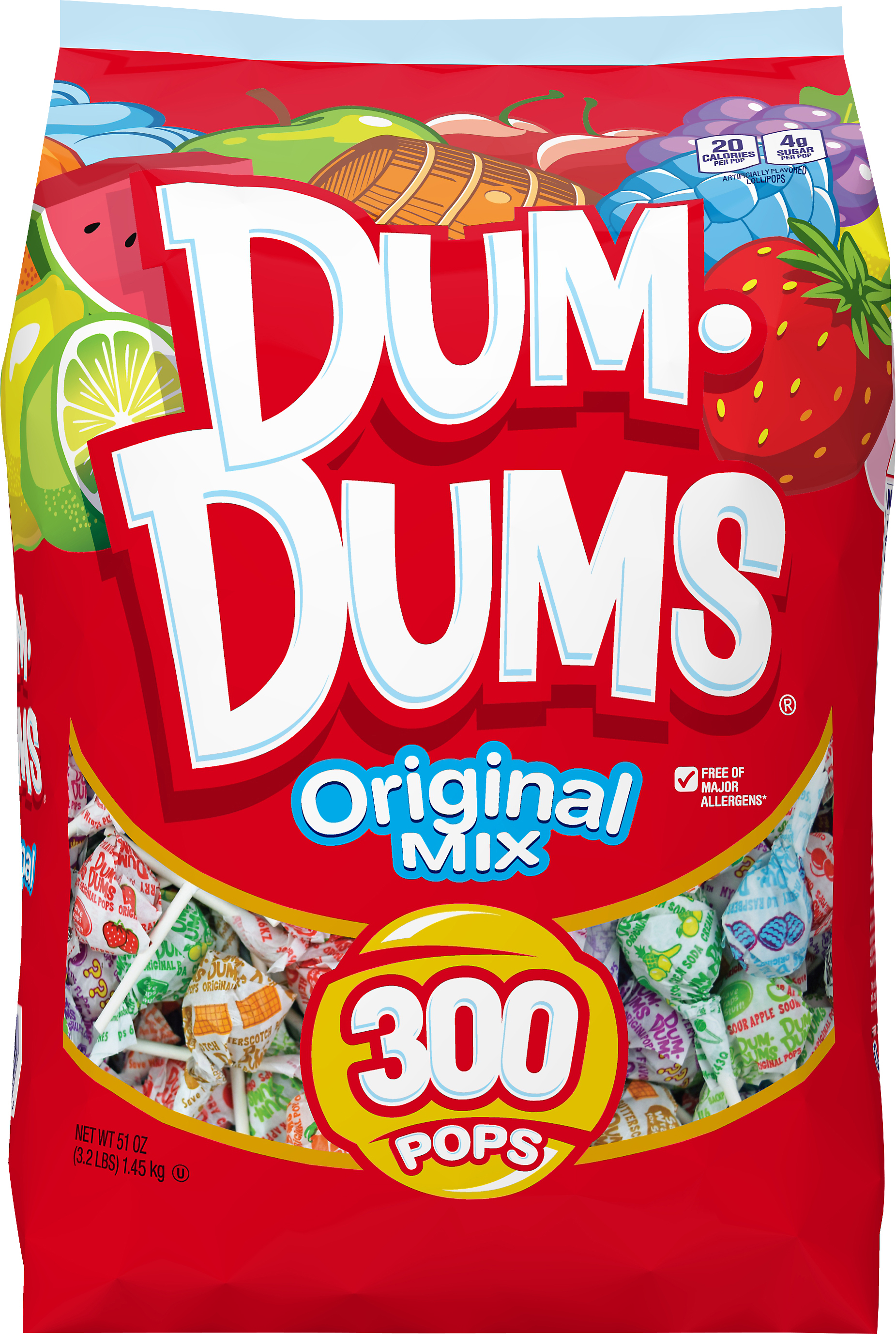 Dum Dums Original Flavor Mix Lollipops & Suckers, Party Candy, 300 count 51 oz Bag - image 1 of 13