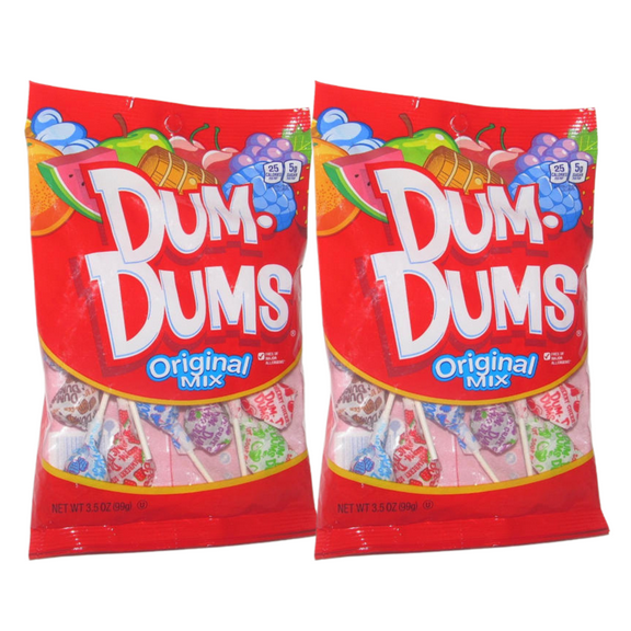 Dum Dums Original Mix 3.5 oz Bag packed Perfect for Snacking, Trick-or-Treating, Goodie Bags, Stocking Stuffers, and Birthday Party Favors 2 Packs