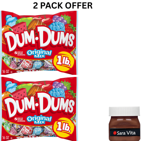 Dum Dums Original Mix Lollipop Suckers, Assorted Hard Party Candy, 16oz Bag
