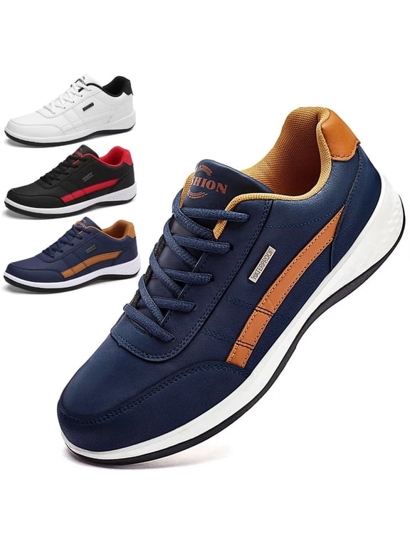 Mens Shoes Fashion Running Sneaker Casual Leather Sport Shoes Breathable Comfortable Walking Shoes
