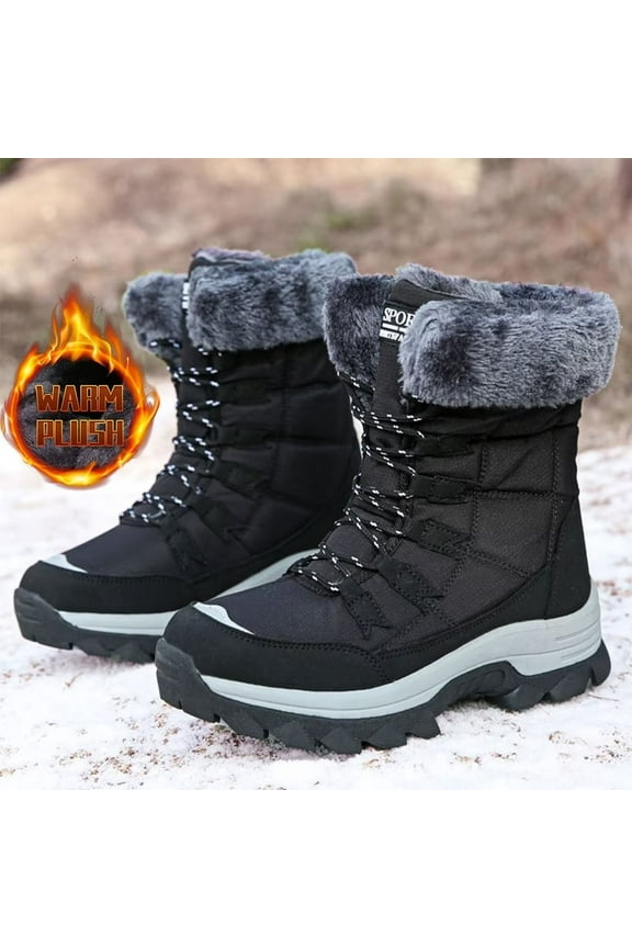 Snow Boots For Women Winter Waterproof Shoes Thickened Faux Fur Lined Frosty Warm Outdoor Boots