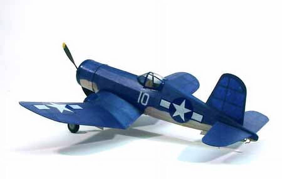 Blue and Beige Balsa Wood Rubber Power Airplane Kit