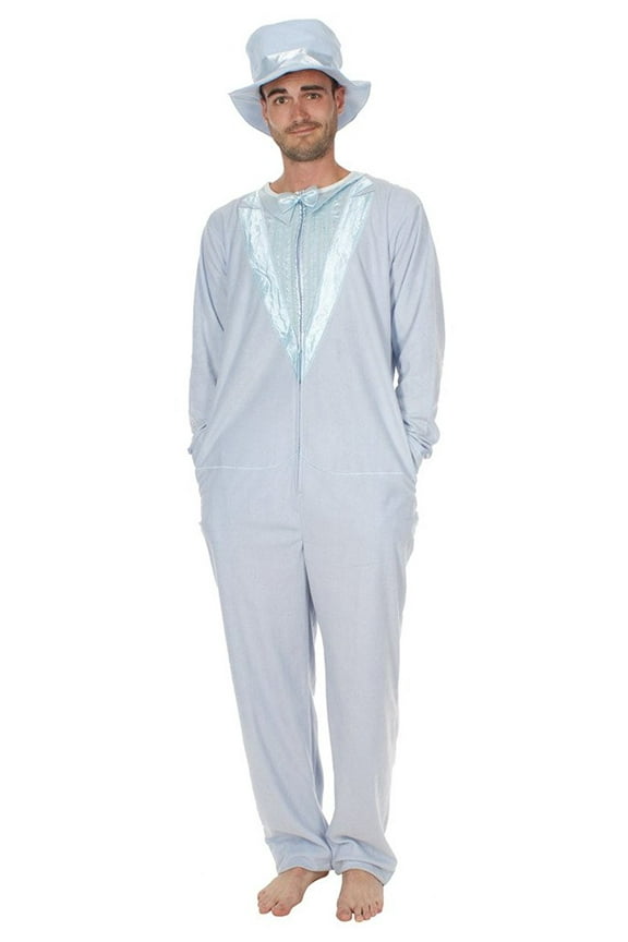Dumb and Dumber Light Blue Tuxedo One Piece Pajama with Top Hat