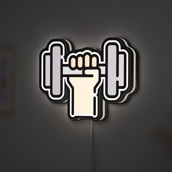 Dumbbell 3D Novelty Light Box for Fitness Enthusiasts, Gym and Workout Lamp Decor for Home Gyms, Trainers and Sport Fans (Height 8 inch, 20cm)