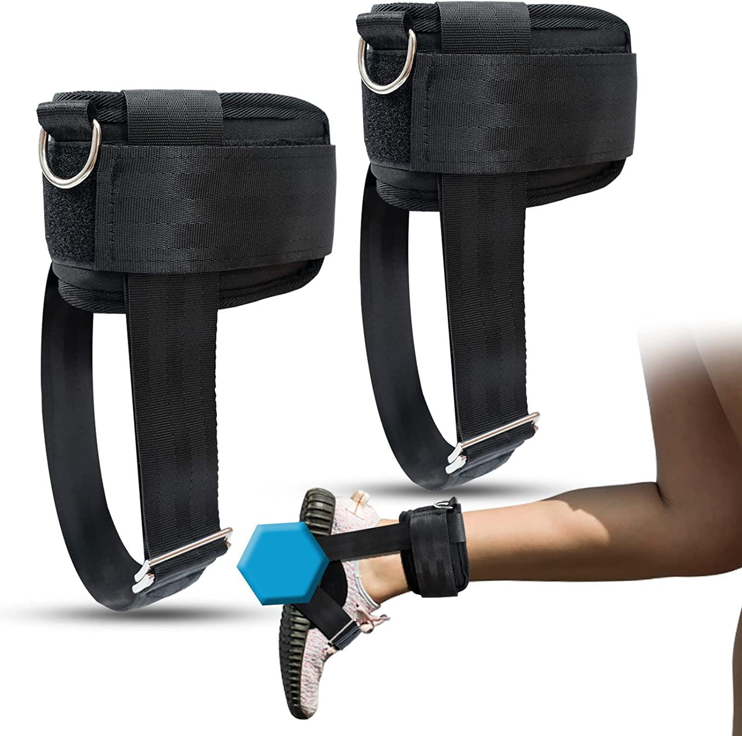 Dumbbell Ankle Strap, Adjustable Foot Strap for Dumbbell, Adjustable Weight Dumbbell Ankle Straps, Portable Ankle Straps, Legs Straps Gym Workout Ankle Strap for Women Men(2pcs, black)