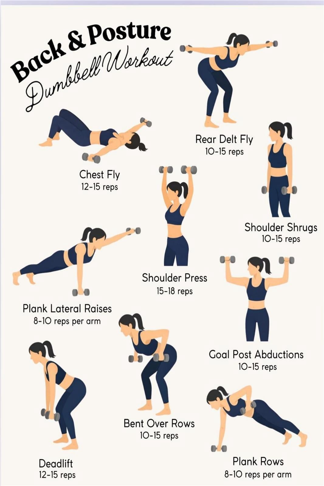 Tour Guide Raining Dumbbell Back Posture Poster Workout Routine Chart, Gentle upper body ...
