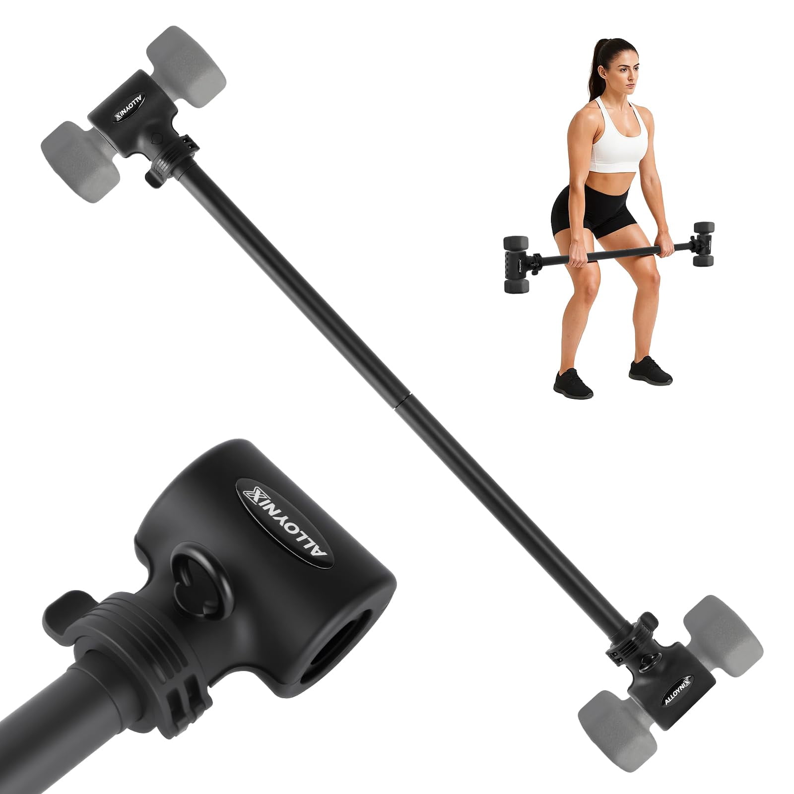 Dumbbell To Barbell Converter 2.0 - Transform Dumbbells Into Set For Home Gym  Adjustable Weight Bar With Anti-slip Foam Grip Steel Clamp & 200lb Max Capacity Compatible Standard