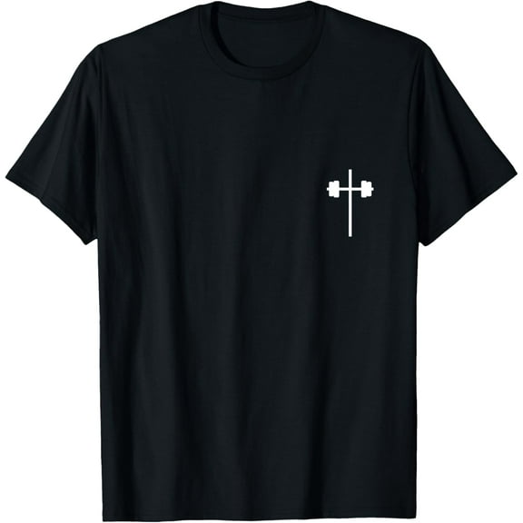 Dumbbell Barbell Cross Christian Gym Workout Lifting T-Shirt men and women can wear, black, white, gifts