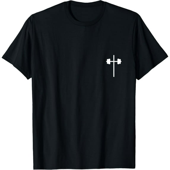 Dumbbell Barbell Cross Christian Gym Workout Lifting T-Shirt men and women can wear, black, white, gifts