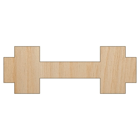 Dumbbell Barbell Weight Lifting Solid Wood Shape Unfinished Piece Cutout Craft DIY Projects - 4.70 Inch Size - 1/4 Inch Thick