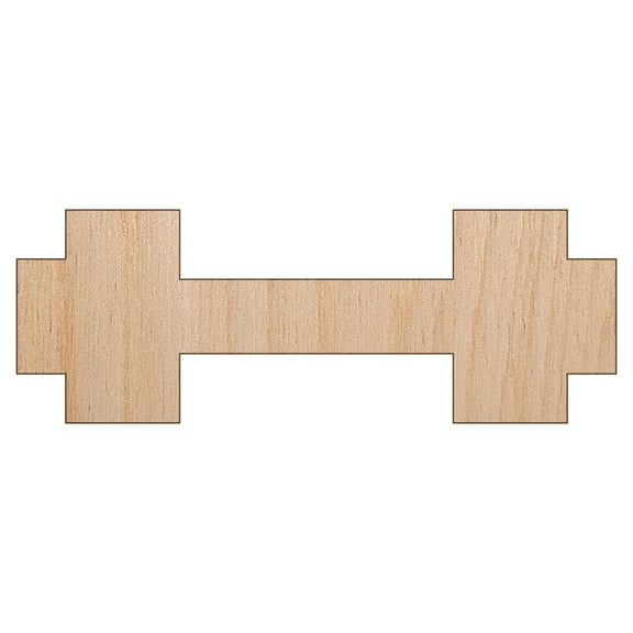 Dumbbell Barbell Weight Lifting Solid Wood Shape Unfinished Piece Cutout Craft DIY Projects - 6.25 Inch Size - 1/8 Inch Thick